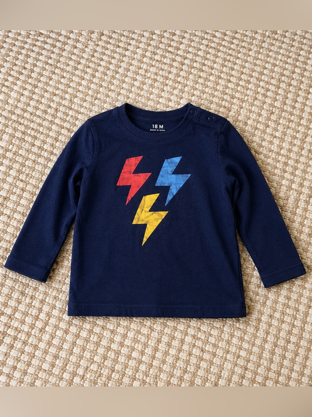 Primary Lightning Bolt Long Sleeve Tee | 12–18 Months